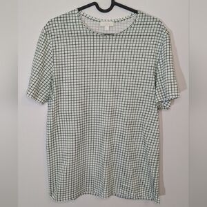 COS Grid print short sleeve tee shirt - white green - size S